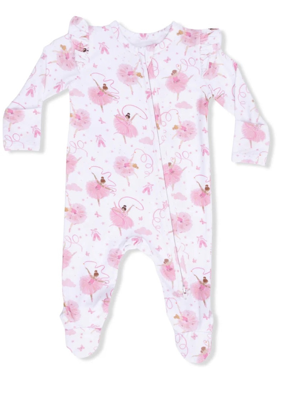 Angel Dear Ruffle Sleeve Ribbon Ballerinas Footie 0-3 3-6 6-9 months